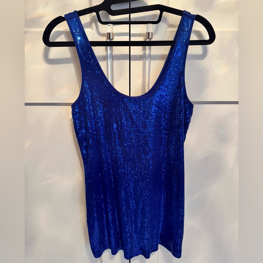 Express Blue Sequin Tank Top